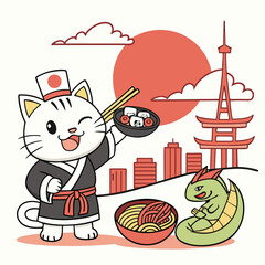 Kawaii Japanese Culture Vector Icon Set