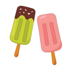 ice cream popsicle on a stick on a white background isolate