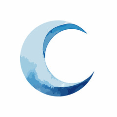 A minimalist vector logo of a moon in a watercolor style, featuring soft blue and white hues, ideal for dreamy or celestial-themed designs.