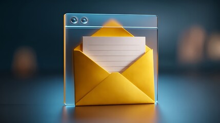 Email marketing concept with yellow envelope and letter notification message