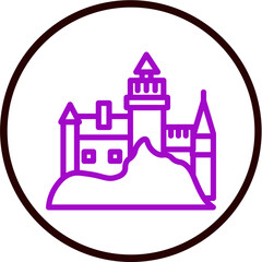 Bran Castle Vector Line Purple Circle Black