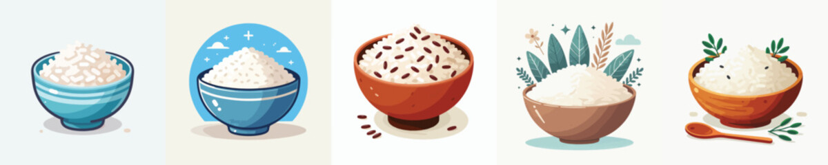 vector of a bowl of rice