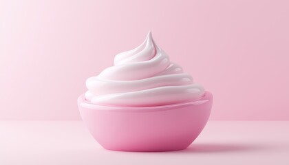 Smooth And Creamy Pink Cosmetic Product: White Foam Cream For A Flawless Backdrop On Your Skin. Pure And Luxurious Formula.
