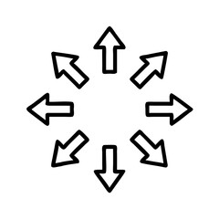 Directional arrows pointing outward in a circular formation  