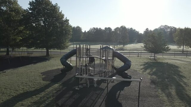 Play area in early morning light at local park