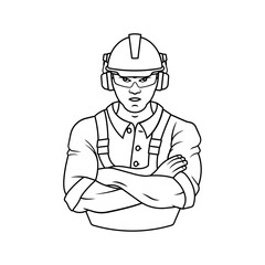 Worker hands crossed outlined coloring page