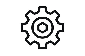 Gear icon with central nut, symbolizing settings, tools or mechanical engineering concepts.