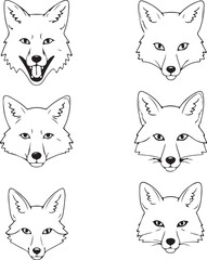 Fox Head Line Art: Six Variations for Design Projects