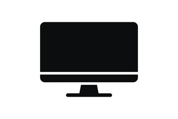 Solid desktop monitor icon, representing screen, technology, workstation, or digital interface.