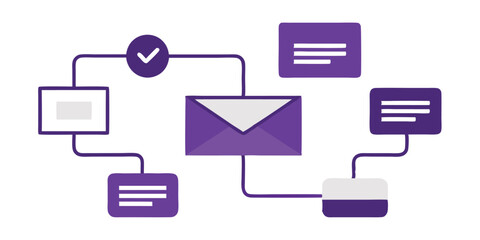 Email marketing automation workflow diagram purple