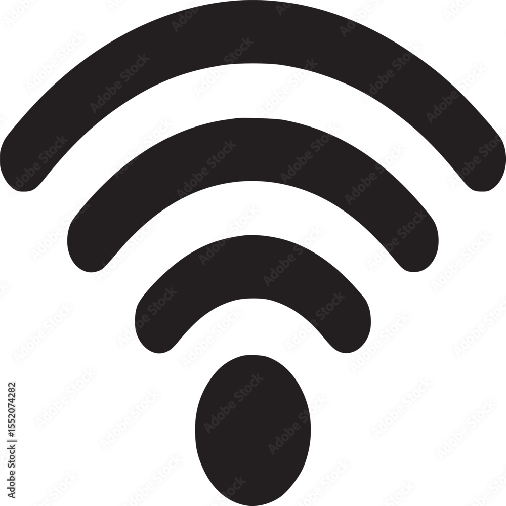 Aufkleber a black and white wifi symbol with three curved lines and a circle at the bottom center