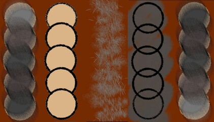 Abstract shapes with variations of circles and ovals on a textured background  