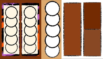 Abstract composition of geometric shapes in earthy tones  