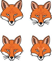 Obraz premium Four Fox Head Illustrations: Red Fox Portraits for Design Projects