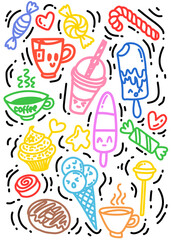 food and drinks doodle