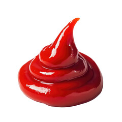 Vibrant Swirl Of Ketchup Sits Against Stark  isolated on a transparent backgroun
