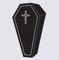 Obraz premium coffin with cross silhouette vector art illustration