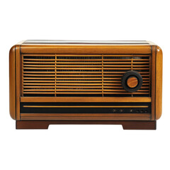 retro radio, vintage-style radio with knobs and a speaker grille, isolated on transparent background