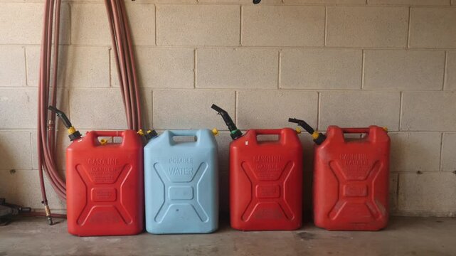 Storage of fuel containers in a garage setting