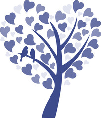 Obraz premium Heart Tree with Love Birds, Romantic Nature Illustration for Cards & Decor