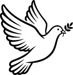 Obraz premium White dove vector with an olive branch in its beak, symbol of peace and hope