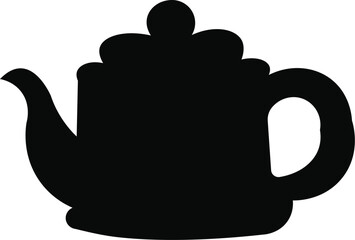 Teapot Silhouette Clipart, Classic Tea Kettle Vector Design