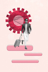 Sketch image trend artwork montage 3D photo collage of success company gear optimization technology...