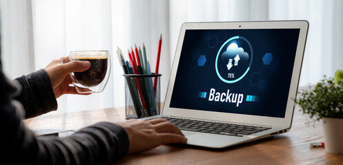 Backup Storage Data Internet Technology Business concept. Database storage cloud technology file...