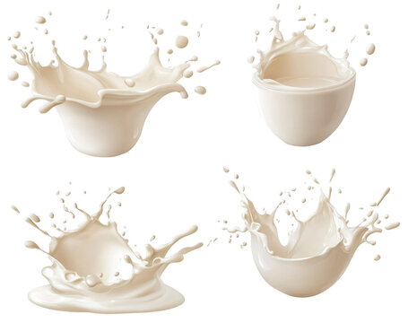 Milk Splash Different Angle  isolated on a transparent background