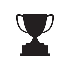 Black silhouette trophy cup icon representing success, achievement, or award. Ideal for medals, champion badges, certificates, app icons, or recognition graphics.
