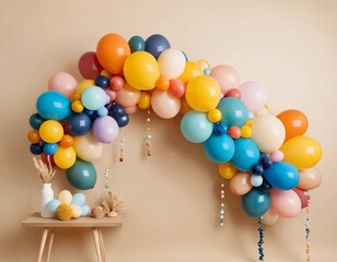 DIY balloon garland set in rainbow colors, unassembled