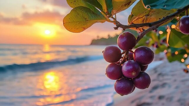 kokum on branch in goa coastal, indian fruit video