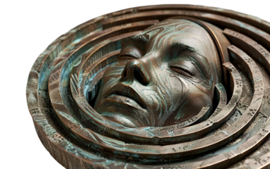 Conceptual Art of a Trapped Surreal Figure on the Transparent Background
