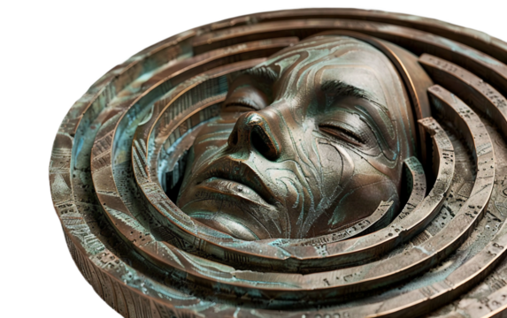 Conceptual Art of a Trapped Surreal Figure on the Transparent Background
