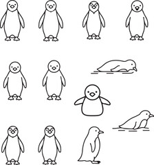 Penguin Illustrations: A Collection of Line Art Designs