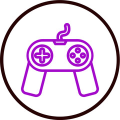 Video Game Controller Vector Line Purple Circle Black