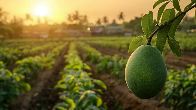 langra mango on branch in bihar fields indian fruit video