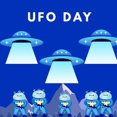 UFO DAY logo, illustration, card , concept  