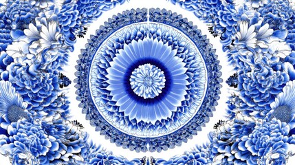 Obraz premium Detailed symmetrical floral design in a repeating pattern.
