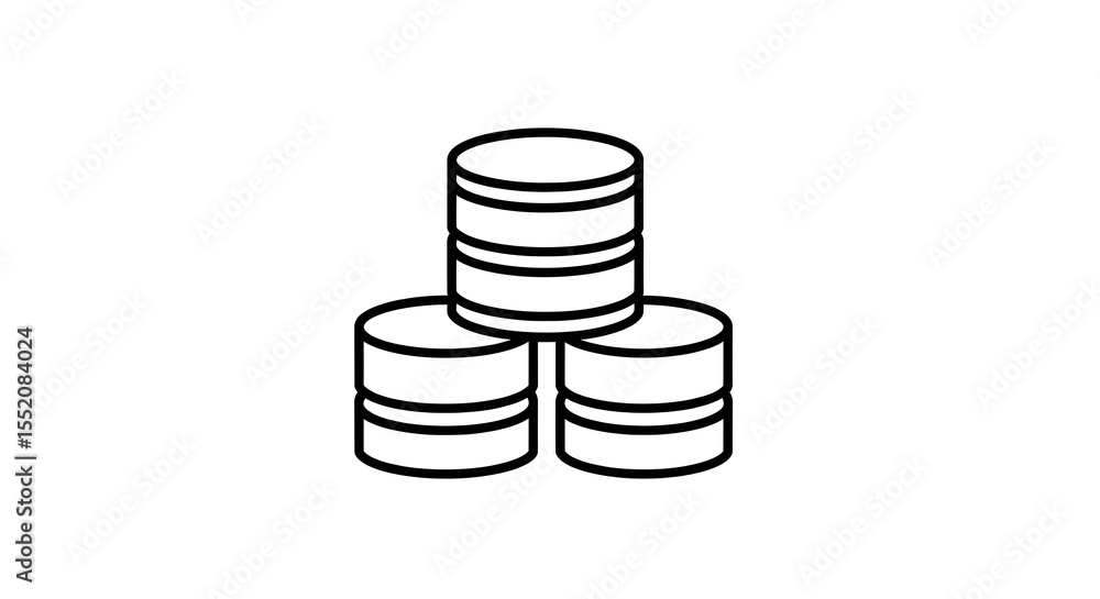 Poster stacks of generic coins in outline style for finance concepts