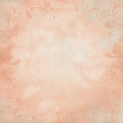 Soft peach textured background with delicate floral border accents, subtle grunge, and warm pastel tones. Ideal for invitations, scrapbooking, stationery, digital art, and elegant design projects.