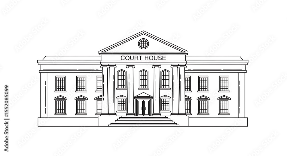 Poster courthouse building line art simple minimalist design