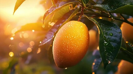 mango on branch at sunset video - Powered by Adobe