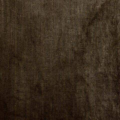 Dark brown fabric texture with distressed grunge details, coarse woven pattern, and vintage aged effect. Ideal for backgrounds, overlays, digital art, scrapbooking, and rustic design projects.