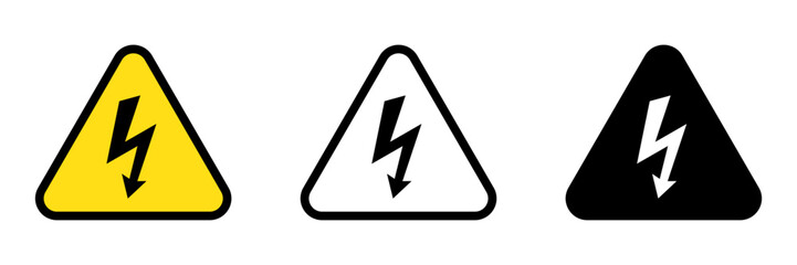 High Voltage Sign. Lightning Bolt Warning Sign. Electrical Hazard Icon.