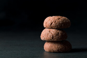 Coffee cookies with chocolate. Delicious homemade dessert.