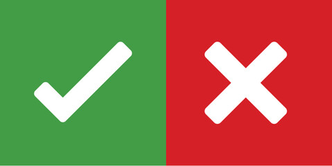 Obraz premium Green check mark and red cross mark icon