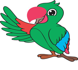 Colorful Cartoon Parrot Vector Illustration – Friendly Tropical Bird