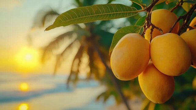 mango on branch in konkan coast video