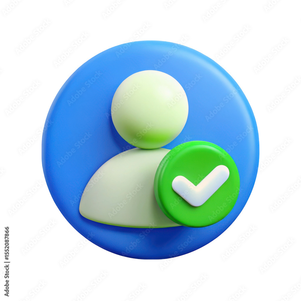 Poster 3d user with checkmark icon isolated on transparent background